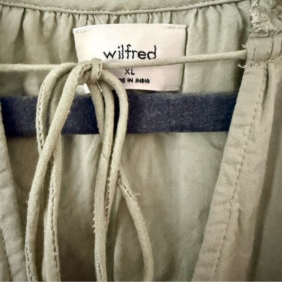 Aritzia Wilfred Daiquiri Dress 🌿 Sage Green Boho Babydoll Tiered Mini - Picture 3 of 7